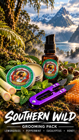 Southern Wild Grooming Pack beard oil balm mini clippers 864x1536